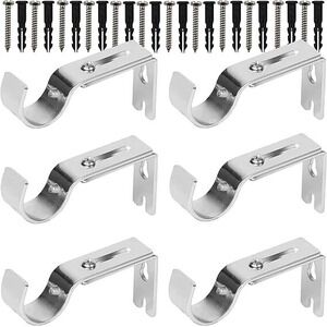 Curtain Rod Brackets Heavy Duty Holders Window Drapery Hardware Silver (6 Pack)‎